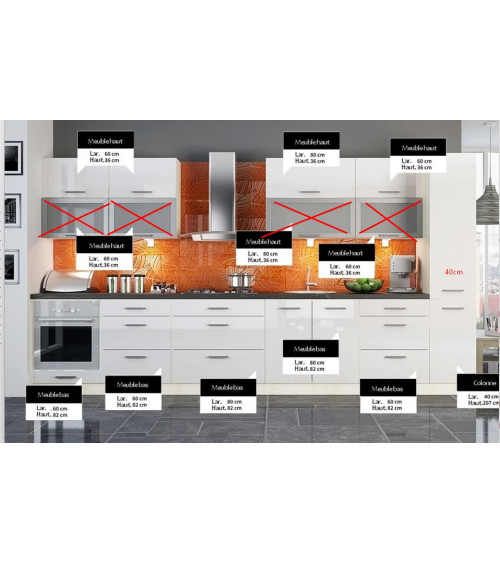 Conjunto de cozinha AMALIA 380 cm feito à medida