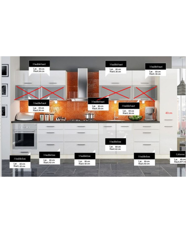 Set da cucina su misura AMALIA 380 cm