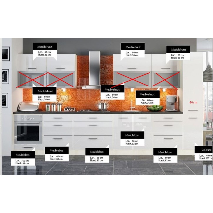 Conjunto de cozinha AMALIA 380 cm feito à medida