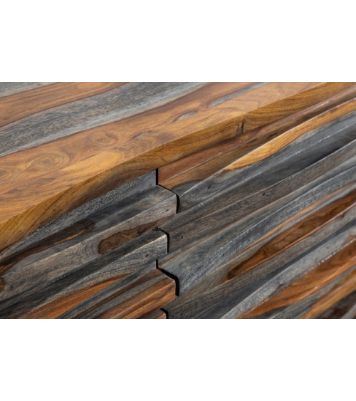 Aparador RELIEF de madera de sheesham maciza gris ahumado