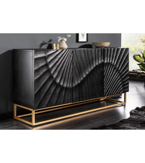 Aparador INFINITY em madeira maciça de manga preto 140 cm