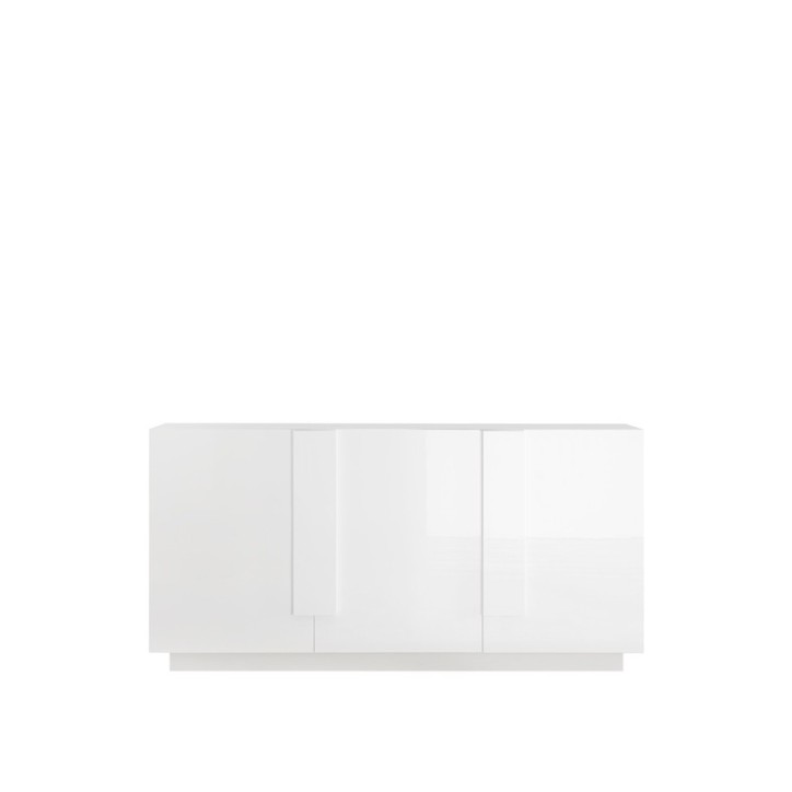 Buffet 3 portes  JUPITER blanc laqué brillant 182 cm