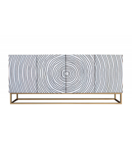 Buffet CIRCLE en bois de manguier noir et blanc