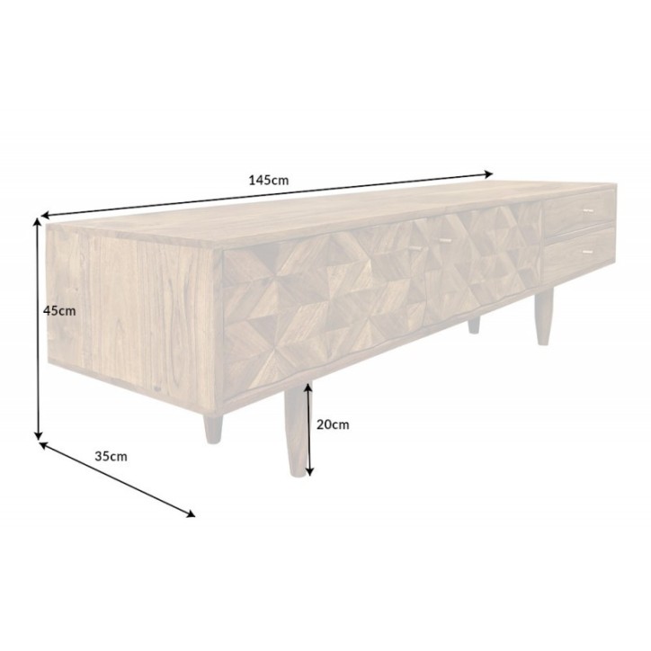 Meuble TV SOLARA en bois massif d'acacia