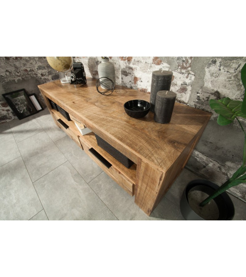Meuble TV RUSTICO en bois massif de manguier 130 cm