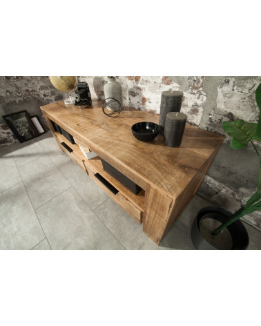 Mueble TV RUSTICO de madera maciza de mango 130 cm