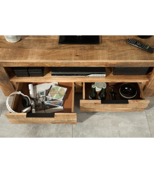 Mueble TV RUSTICO de madera maciza de mango 130 cm