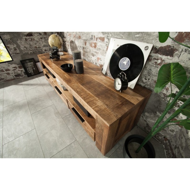Mueble TV RUSTICO de madera maciza de mango 170 cm