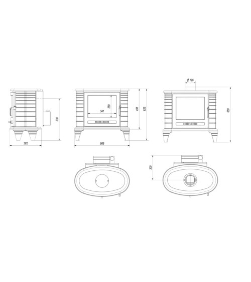 Poele à bois en fonte K8 - 9Kw