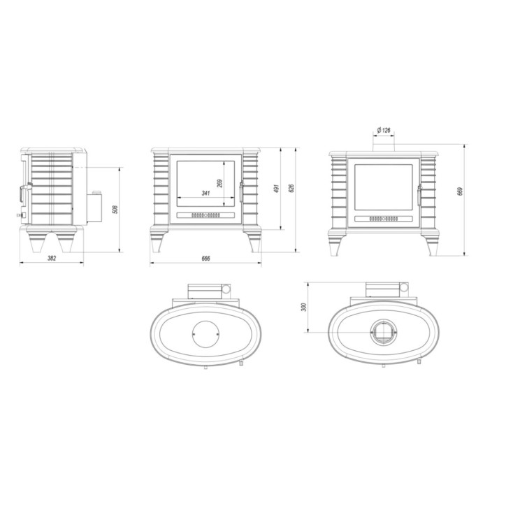Poele à bois en fonte K8 - 9Kw Poele à bois en fonte K8 - 9Kw