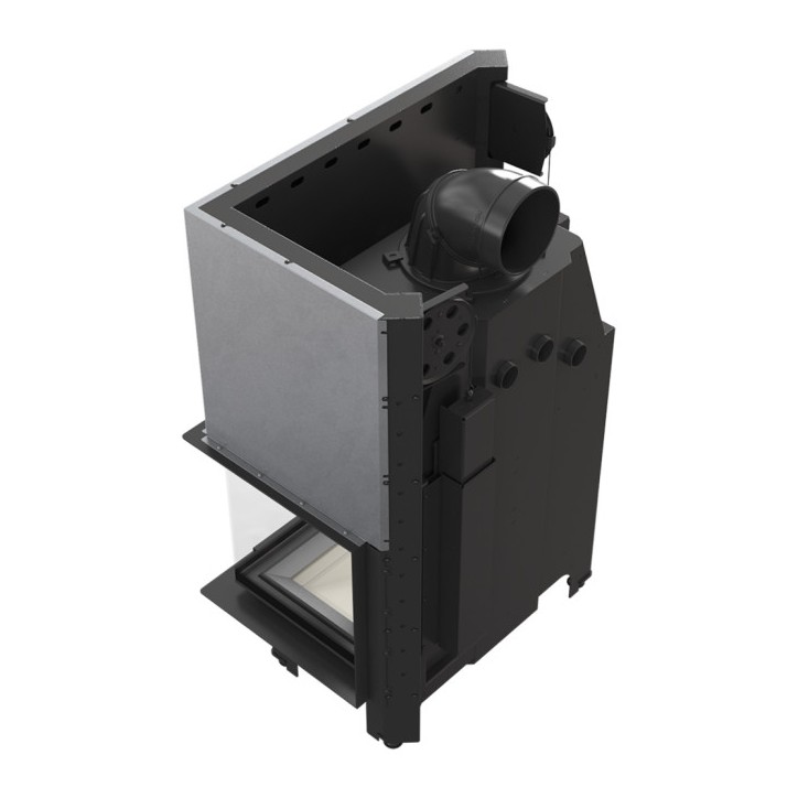 Insert cheminée MBO 15  BS vitre à droite vitre courbée ouverture relevable + 4 bouches recuperateur black