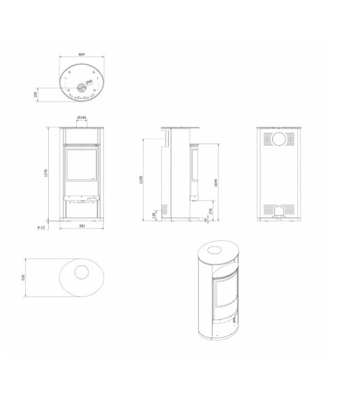 Poele à bois RUNA 8Kw