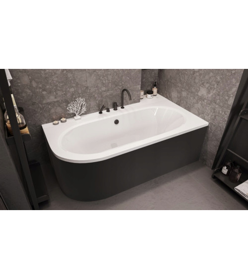 Baignoire HILIO DROITE avec tablier noir 150/160/170/180