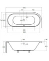 Baignoire HILIO DROITE avec tablier noir 150/160/170/180