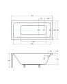 Banheira MIRANO II com avental preto 140/150/160/170 x 70