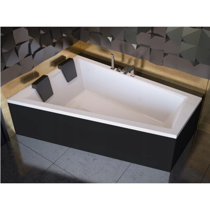 Vasca angolare sinistra INTIMA DUO da 170 o 180 cm con grembiule nero