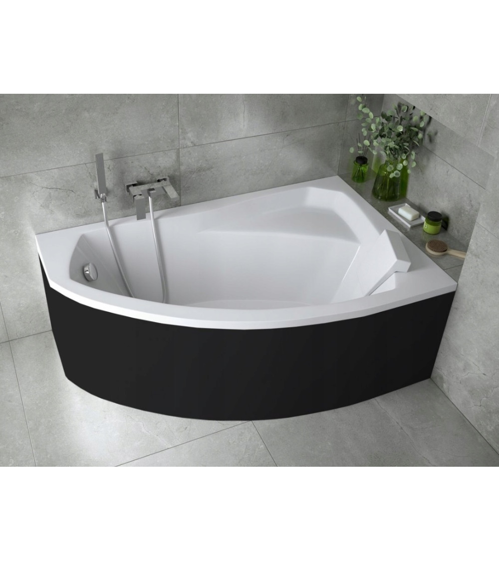 Rechthoekig hoekbad RIMA 130/140/150/160/170 cm met zwart voorpaneel