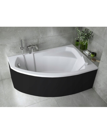 Baignoire d'angle droite RIMA 130/140/150/160/170 cm avec tablier NOIR
