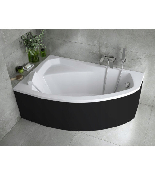 Baignoire d'angle GAUCHE RIMA 130/140/150/160/170 cm avec tablier NOIR