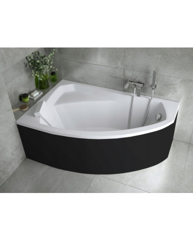 RIMA vasca da bagno angolare sinistra 130/140/150/160/170 cm con grembiule nero incluso
