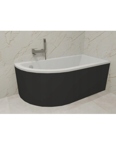 Baignoire d'angle ORIEGA 150 cm droite avec tablier noir
