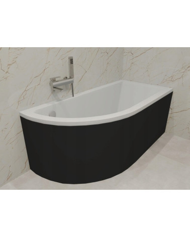 Baignoire d'angle ORIEGA 150 cm droite avec tablier noir