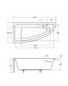 Baignoire d'angle ORIEGA 150 cm GAUCHE avec tablier noir