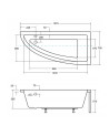 Baignoire d'angle ORIEGA 140 cm droite avec tablier noir