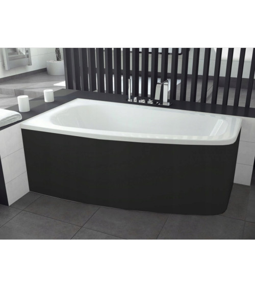 Vasca da bagno angolare LUNA 150 cm con grembiule nero