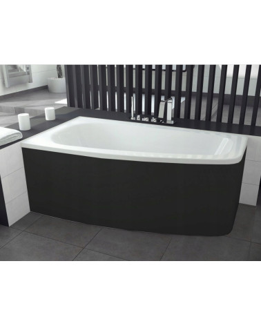 Vasca da bagno angolare LUNA 150 cm con grembiule nero