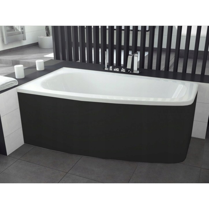 Vasca da bagno angolare LUNA 150 cm con grembiule nero