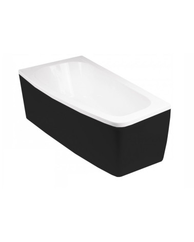 Baignoire d'angle LUNA 150 cm avec tablier noir