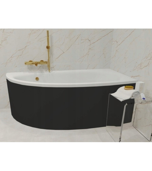 Vasca da bagno angolare destra MARINA 150cm con grembiule NERO