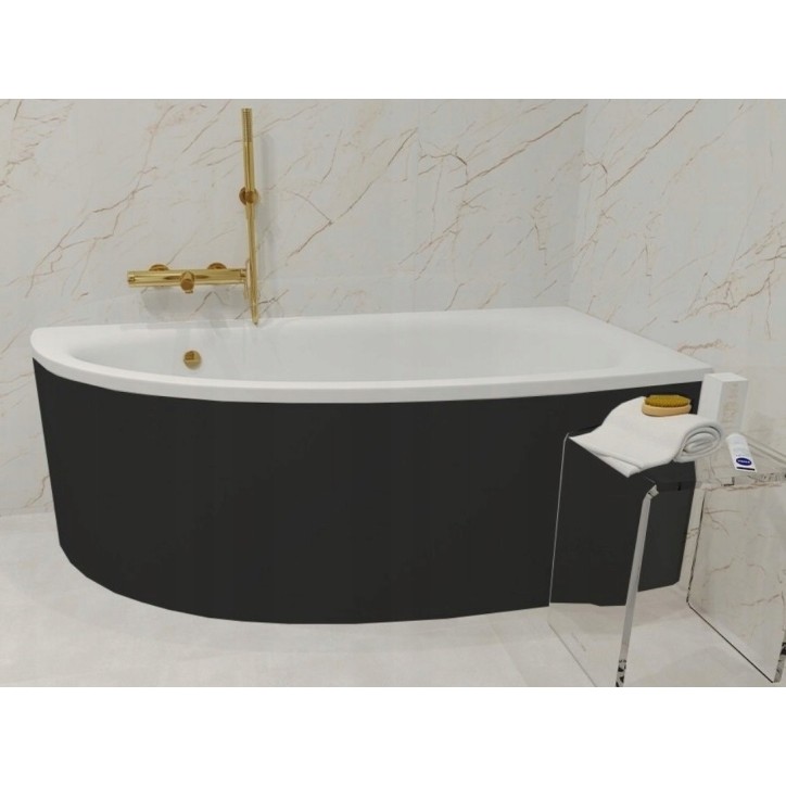 Vasca da bagno angolare destra MARINA 150cm con grembiule NERO