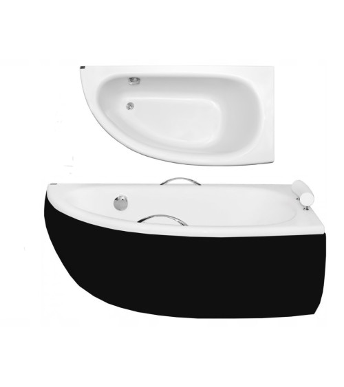 Vasca da bagno angolare destra MARINA 150cm con grembiule NERO