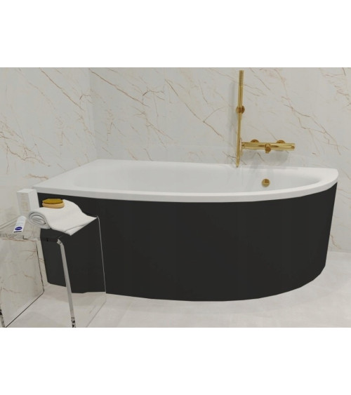 Vasca da bagno angolare sinistra MARINA 150cm con grembiule NERO
