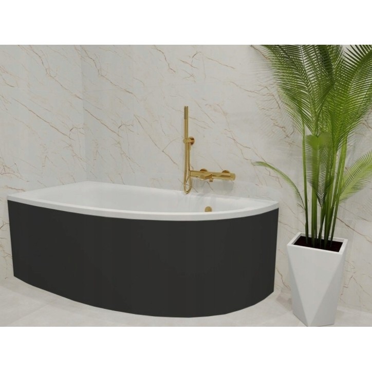 Vasca da bagno angolare sinistra MARINA 150cm con grembiule NERO