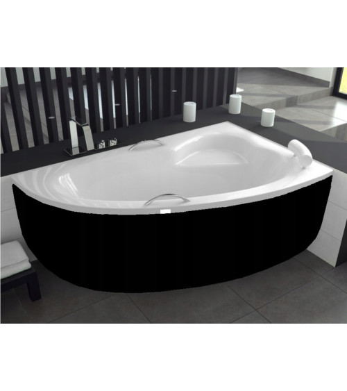 Vasca da bagno angolare destra NATALIA 150 cm con grembiule NERO