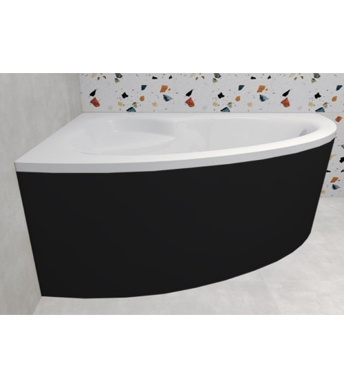Vasca da bagno angolare sinistra NATALIA 150 cm con grembiule NERO