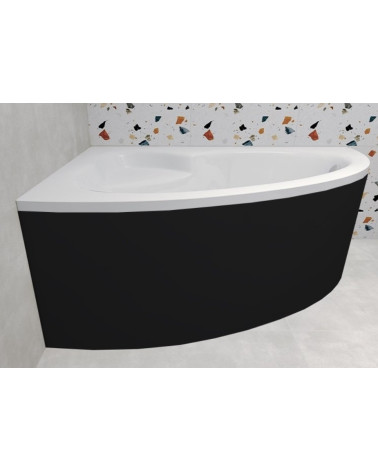 Vasca da bagno angolare sinistra NATALIA 150 cm con grembiule NERO