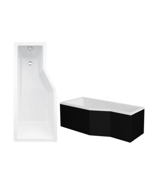 Banheira assimétrica INTERO 150/170 cm x 75 cm com avental preto