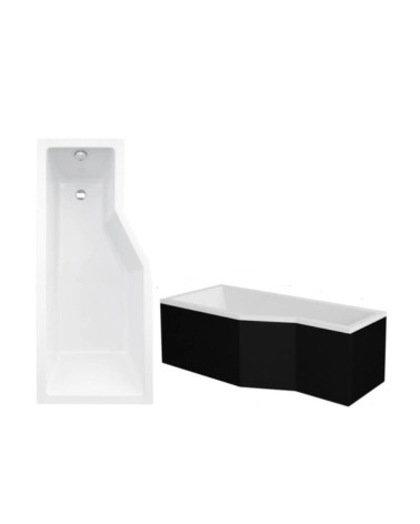 Banheira assimétrica INTERO 150/170 cm x 75 cm com avental preto