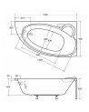 Baignoire d'angle NOVA 140/155/170cm Droite avec tablier noir