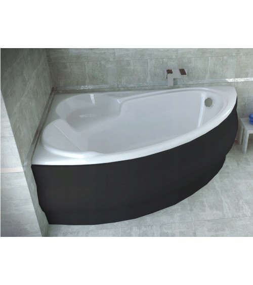 Vasca da bagno angolare NOVA 140/155/170cm sinistra con grembiule nero