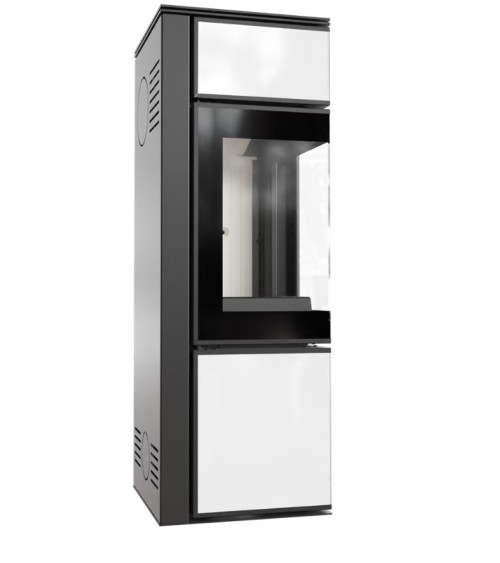 Poele à bois TORA 8Kw panneau de verre blanc