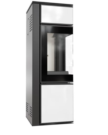 Poele à bois TORA 8Kw panneau de verre blanc