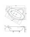 Baignoire d'angle ORIEGO MAXI 140x90 cm droite avec tablier NOIR