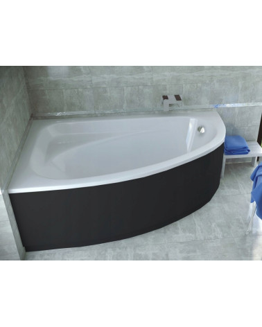 Hoekbad CORNEA 140x80 cm LINKS met zwart voorpaneel