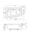 Vasca da bagno angolare CORNEA 140x80 cm sinistra con grembiule nero