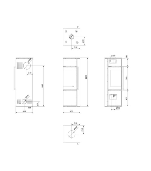 Poele à bois TORA 8Kw panneau de verre blanc